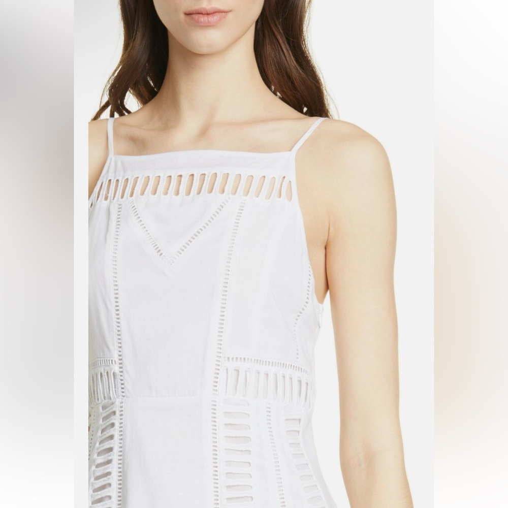 J13 NWT Anthropologie Dolan Bronwyn Cutout Detail White‎ Cotton Midi Dress